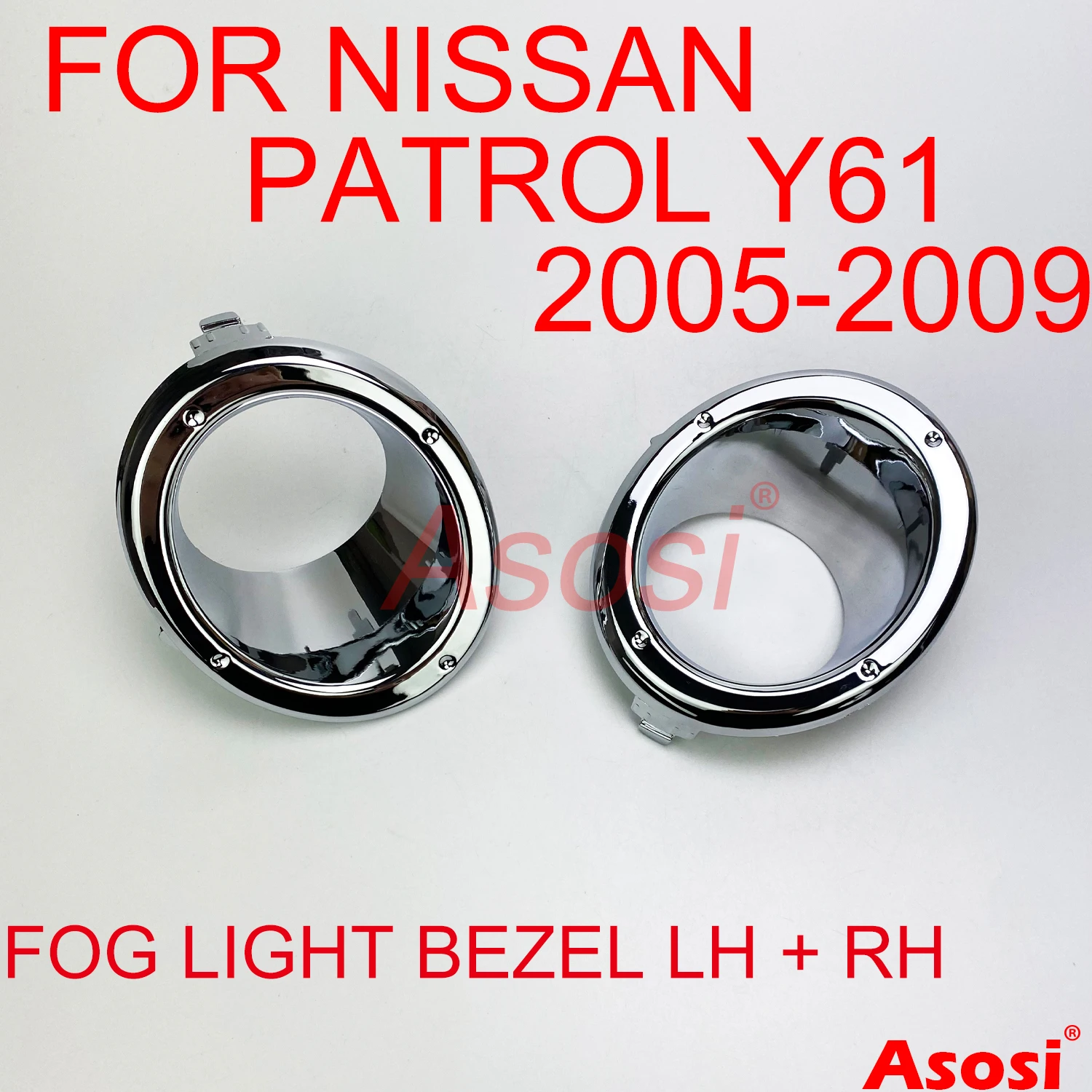 Front Bumper Fog Light Bezel Frame Chrome Trim Cover For Nissan Patrol Y61 2005 2006 2007 2008 2009 Left + Right Side