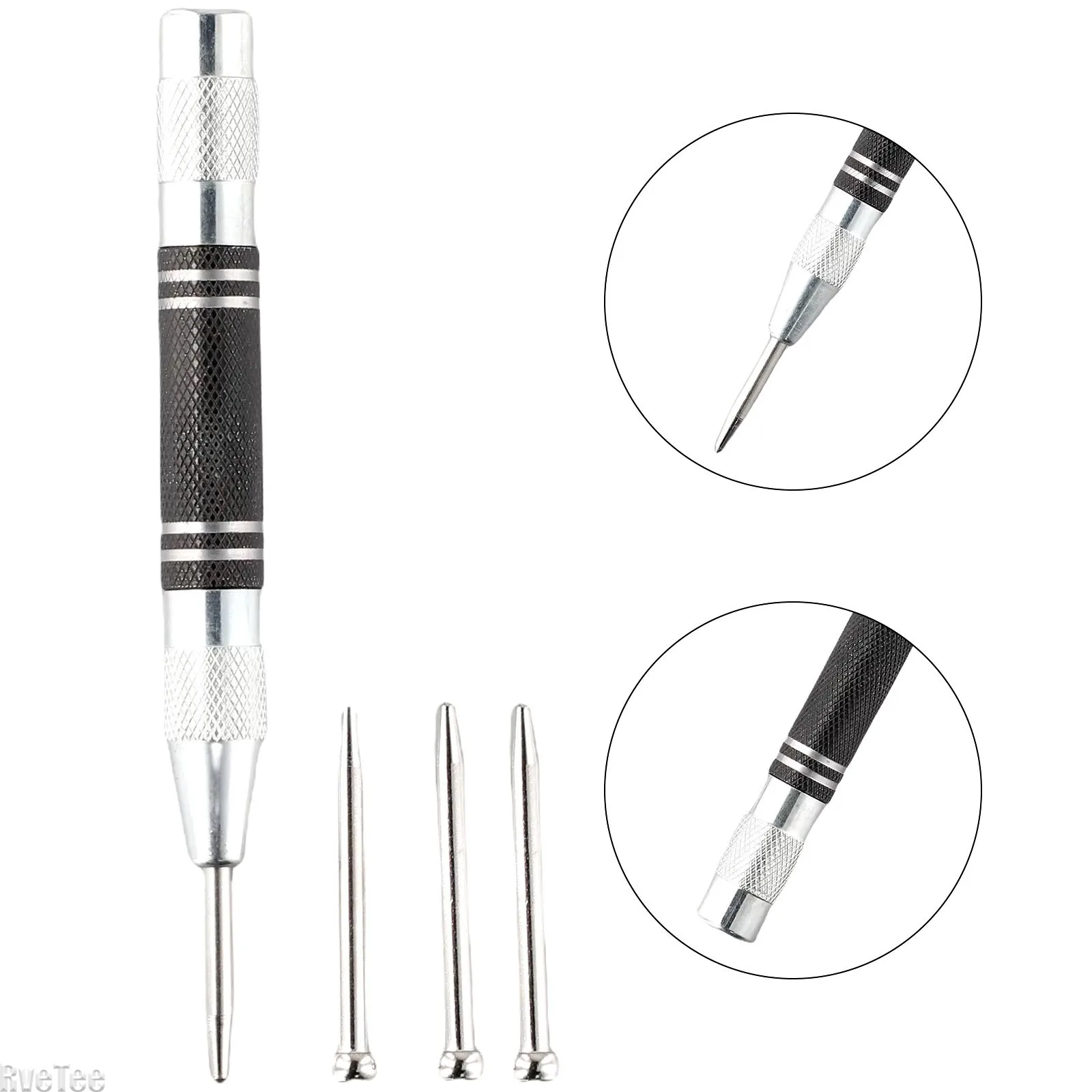 4pcs Woodworking Punch Metal Drill Tool Automatic Centre Punch with Needles Adjustable Spring Loaded Metal for Metal Wood Glass