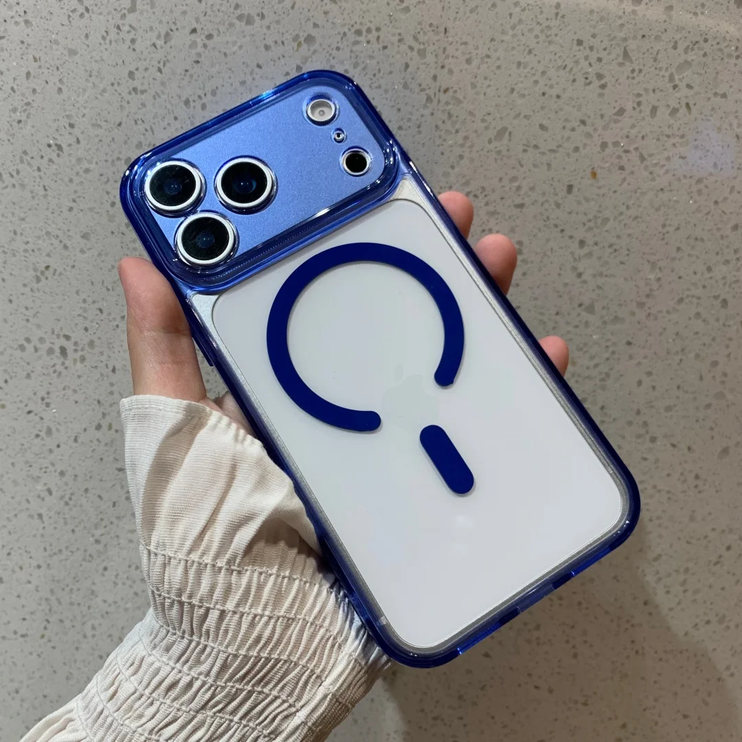 

Роскошный прозрачный магнитный чехол для телефона iPhone 17 16 15 Pro Max для Magsafe, противоударный чехол с беспроводной зарядкой для 17 Pro
