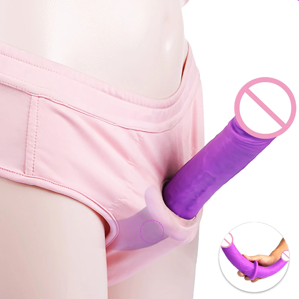 Strap-on anale morbido Dildo Double End Silicone artificiale pene Strapon donna a uomo giocattolo adulto per coppia lesbiche masturbazione Gay