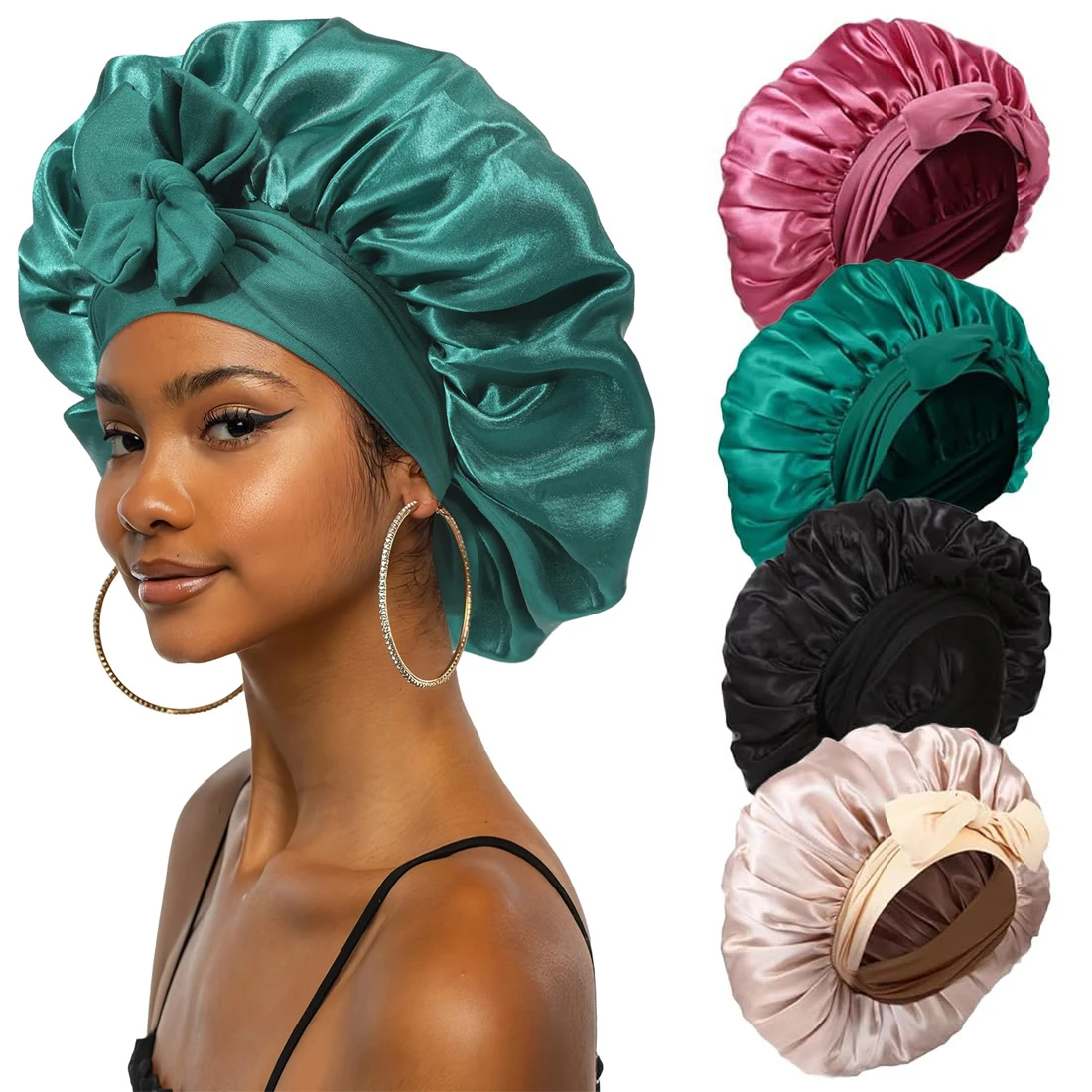 

Атласный чепчик, шелковый чепчик для сна, регулируемый чепчик, ночная шапочка для сна, капот для женщин, вьющиеся волосы