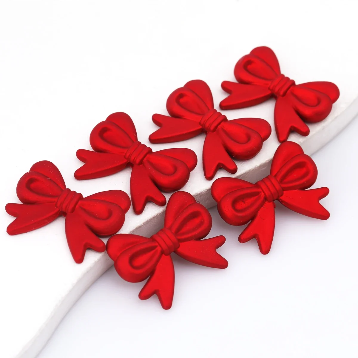 7pcs 2.9x2.3cm Matte Stereo Bowknot Acrylic Loose Beads DIY Handmade Bracelet Jewelry Craft Supplies