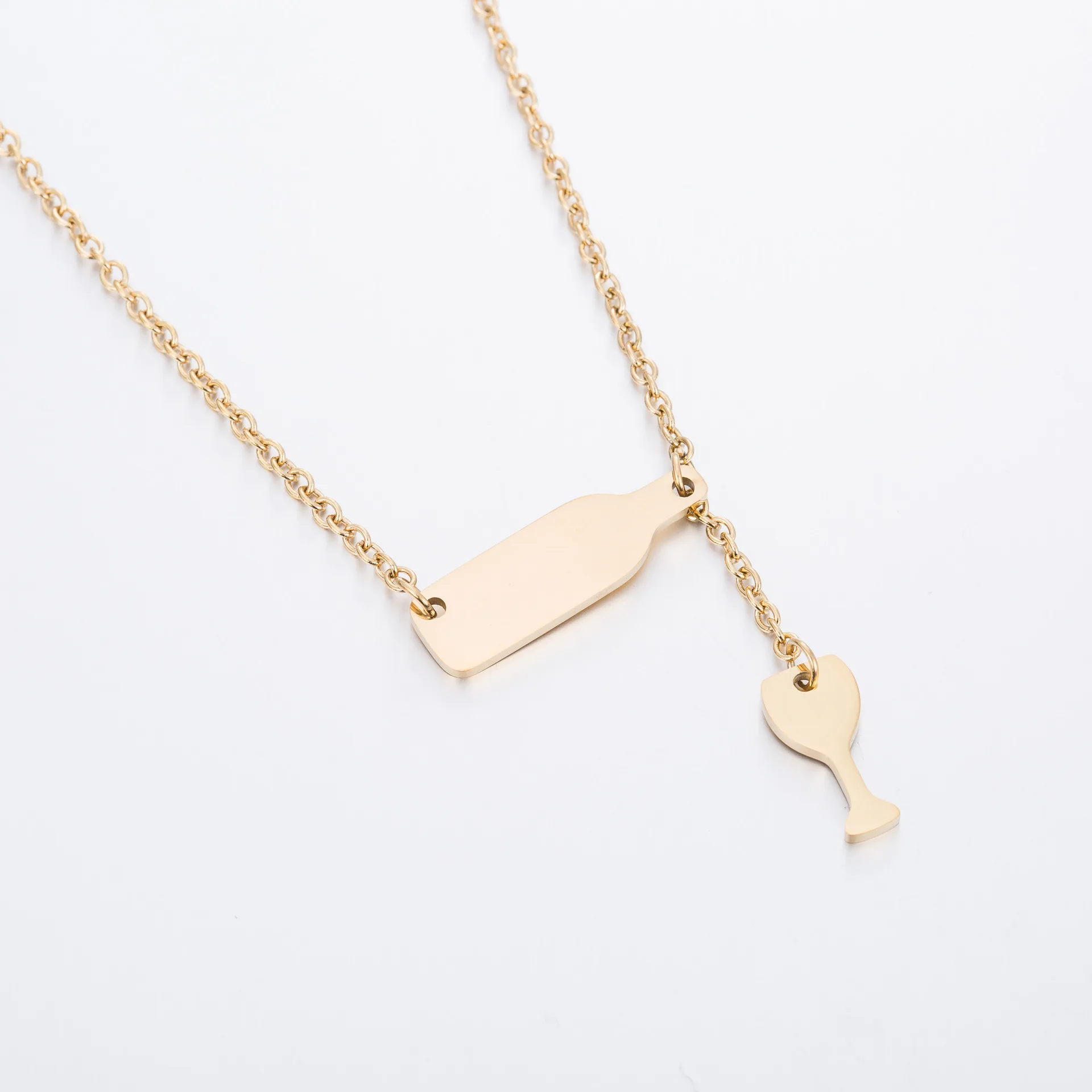 2025 New fashion simple stainless steel wine bottle long chain necklace women's pendant Valentine’s Day Jewelry gifts
