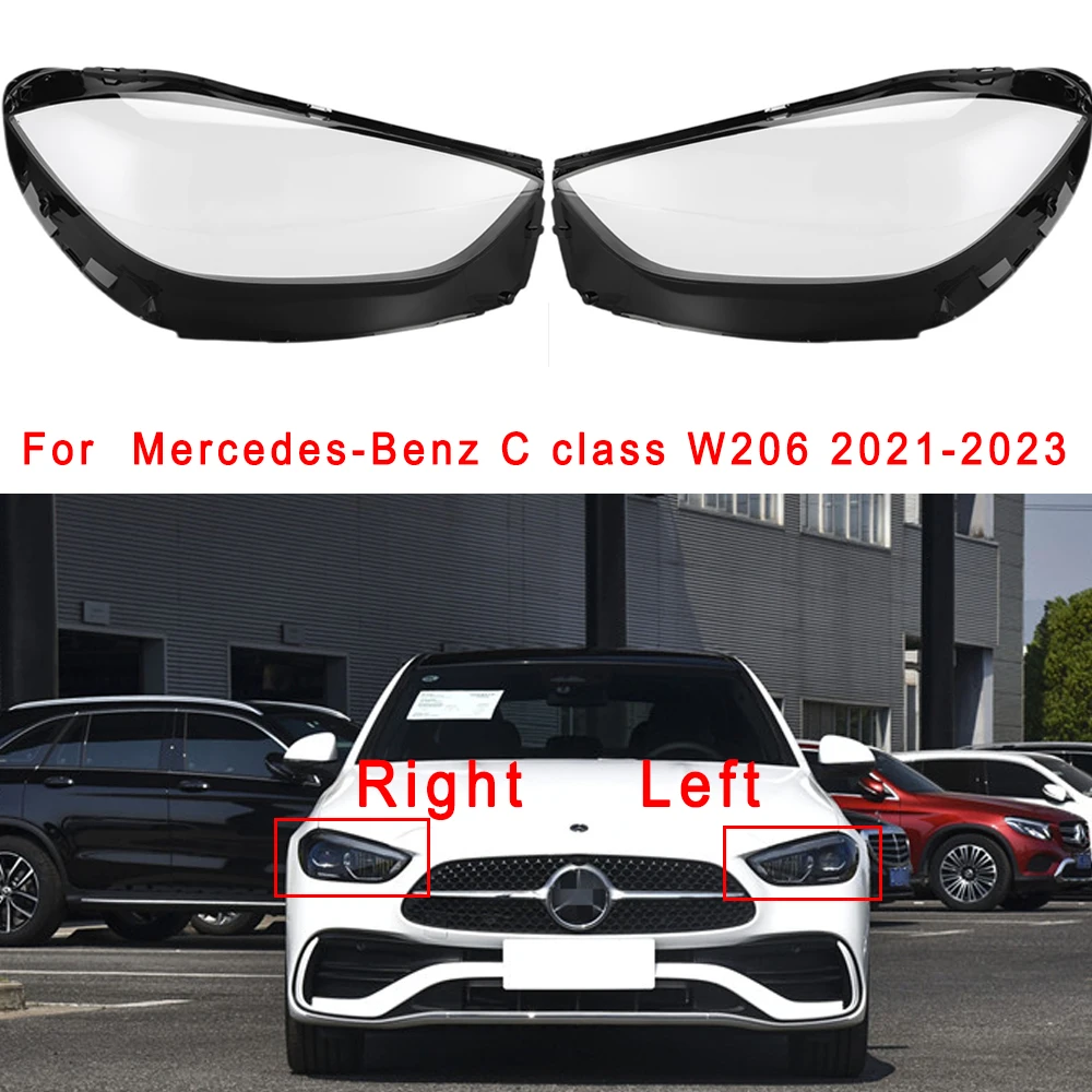 

Стеклянный абажур передней фары автомобиля для Mercedes-Benz C class W206 2021 2022 2023, сменный левый/правый корпус, прозрачный корпус линзы