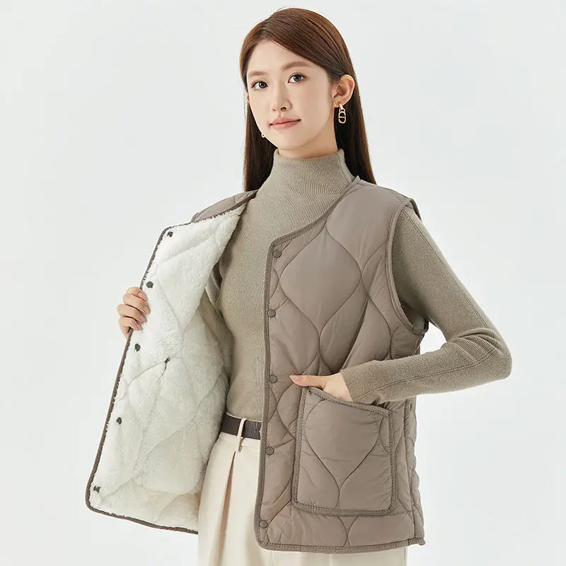 

Женская хлопковая утепленная жилетка на зиму, свободная верхняя одежда, модная, универсальная, для мам, больших размеров, укороченная куртка