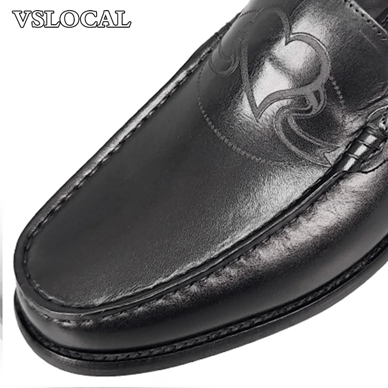 

Luxury Men's Loafers Black Slip-On Casual Mens Dress Shoes Wedding Party Banquet Genuine Leather Loafers Shoes for Men