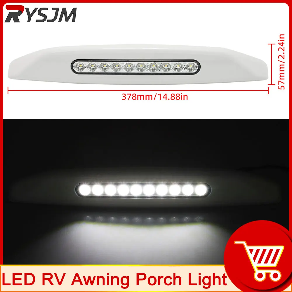 

1pc Porch Light White 10LED Awning Lamp RV Caravan Awning Porch Light Bar Van Travel Trailer Camper Trailer Exterior Lamp 6000K