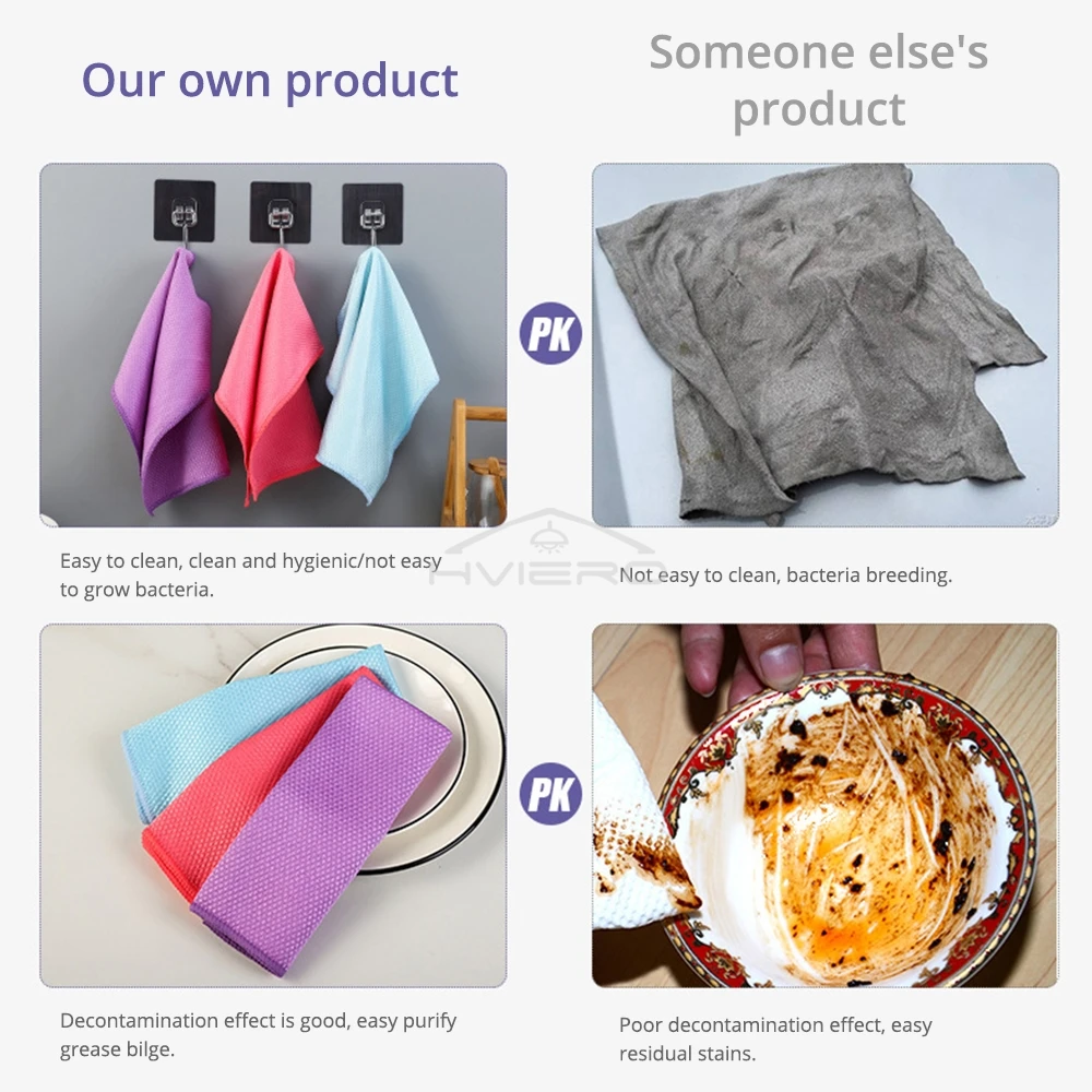 5Pcs Car Fish Scale Grid Wipe Glass Without Water Marks Cloth Thickened Kitchen Cleaning Towel Absorbing Wash Rag Maintenance