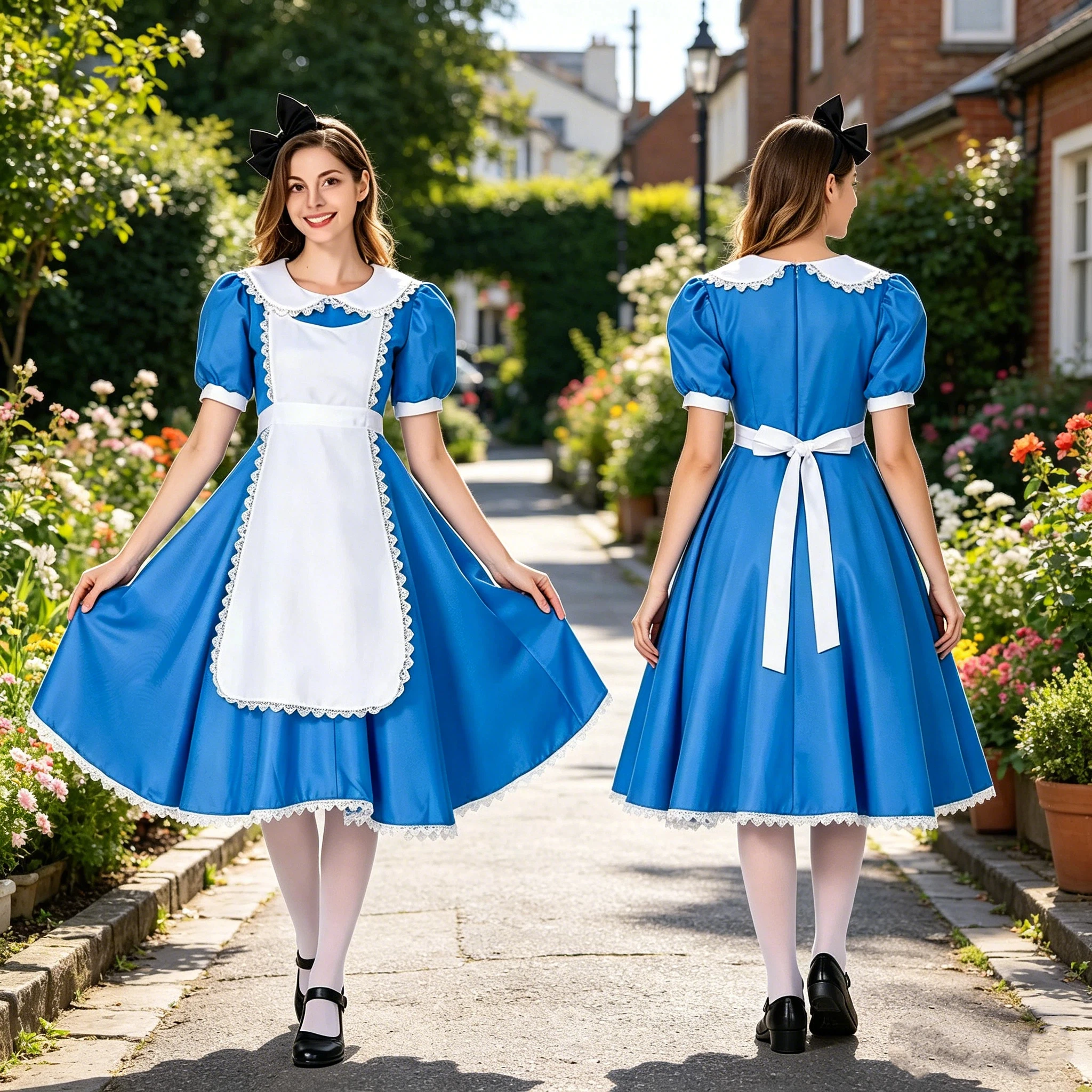 

Animes Sweet Lolita Maid Fancy Dress Women Halloween Anime Wonderland Blue Party Princess Queen Cosplay Costume