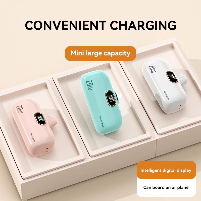 30000mAh Mini Wireless Power Bank Capsule Mobile Power Supply Emergency External Battery Fast Charger For Type-C iPhone New