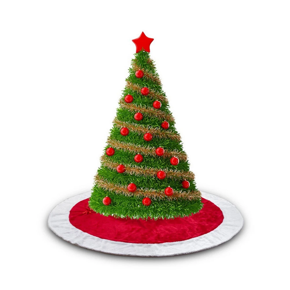 

Christmas Tree Skirt 100cm Diameter Red White Flocked Decorative Mat Closure Ties for Home Office Hotel Bars Holiday
