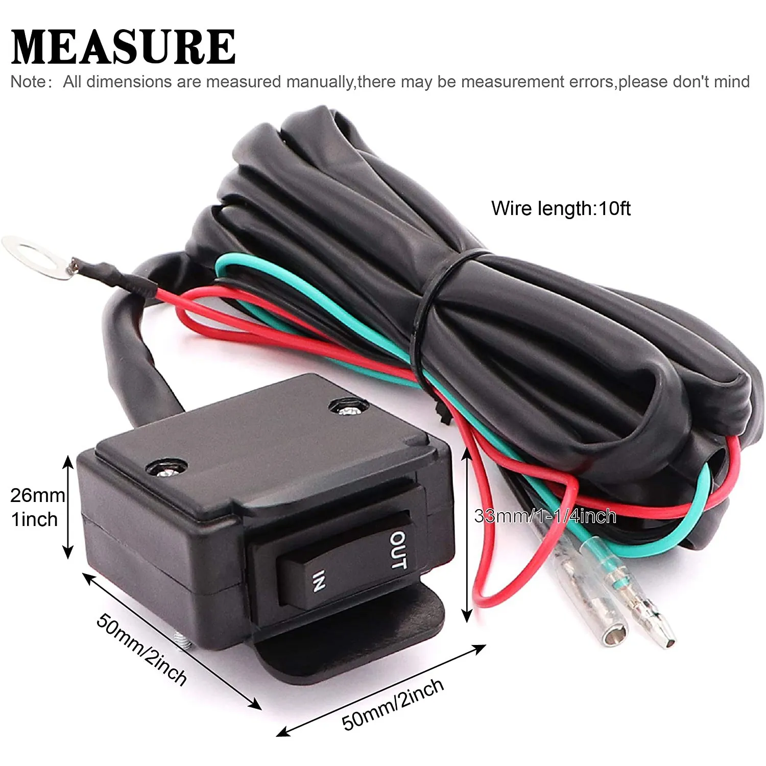Upgraded 12V ATV Winch Rocker Switch With Handlebar Control Line Kit For ATV/UTV