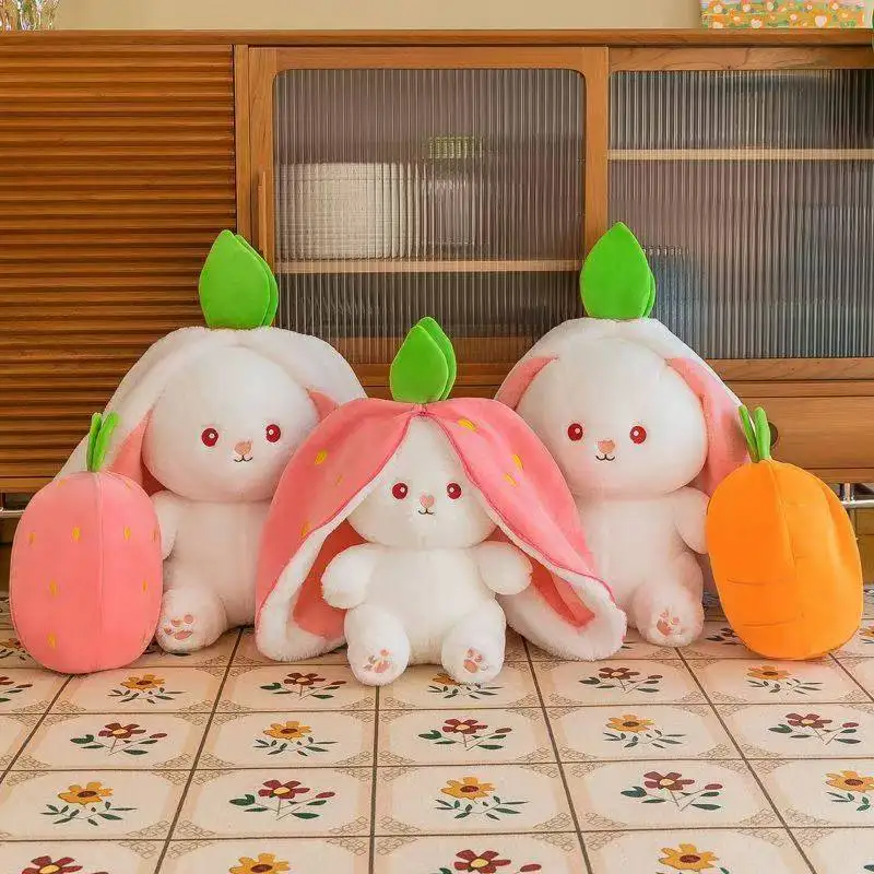 

Strawberry Rabbit Doll Transformed into Little Rabbit Doll, Carrot Rabbit Plush Doll, Girl Sleeping Pillow
