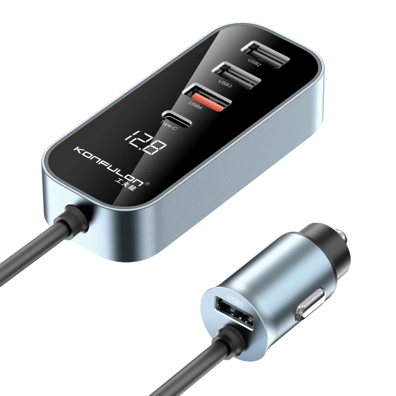 2026 Super Fast Charging 107W High Wattage Car Charger Adapter with Multi-USB Port Output