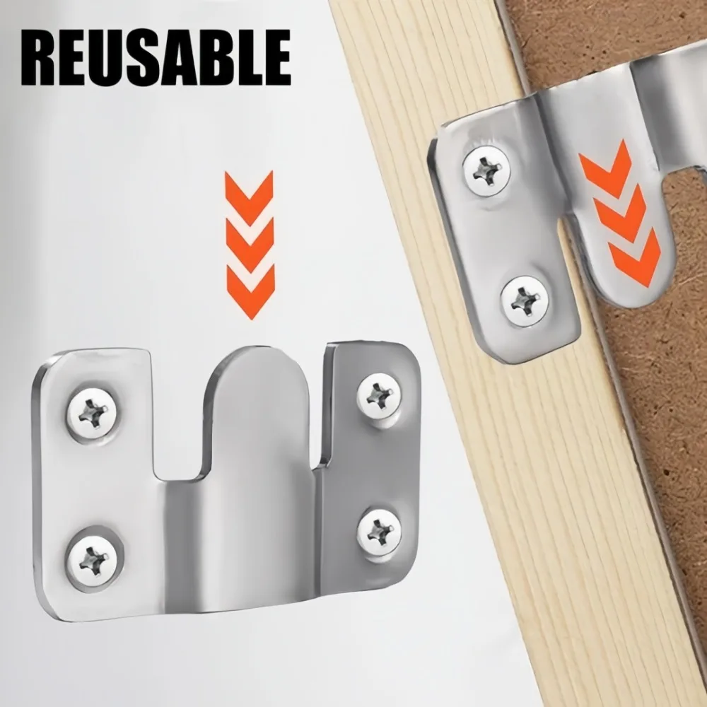 1/5Pair Multifunctional Stainless Steel Interlock Hanging Buckle Embedded Wall Mounted Bracket Furniture Connection Fixing Parts view 2