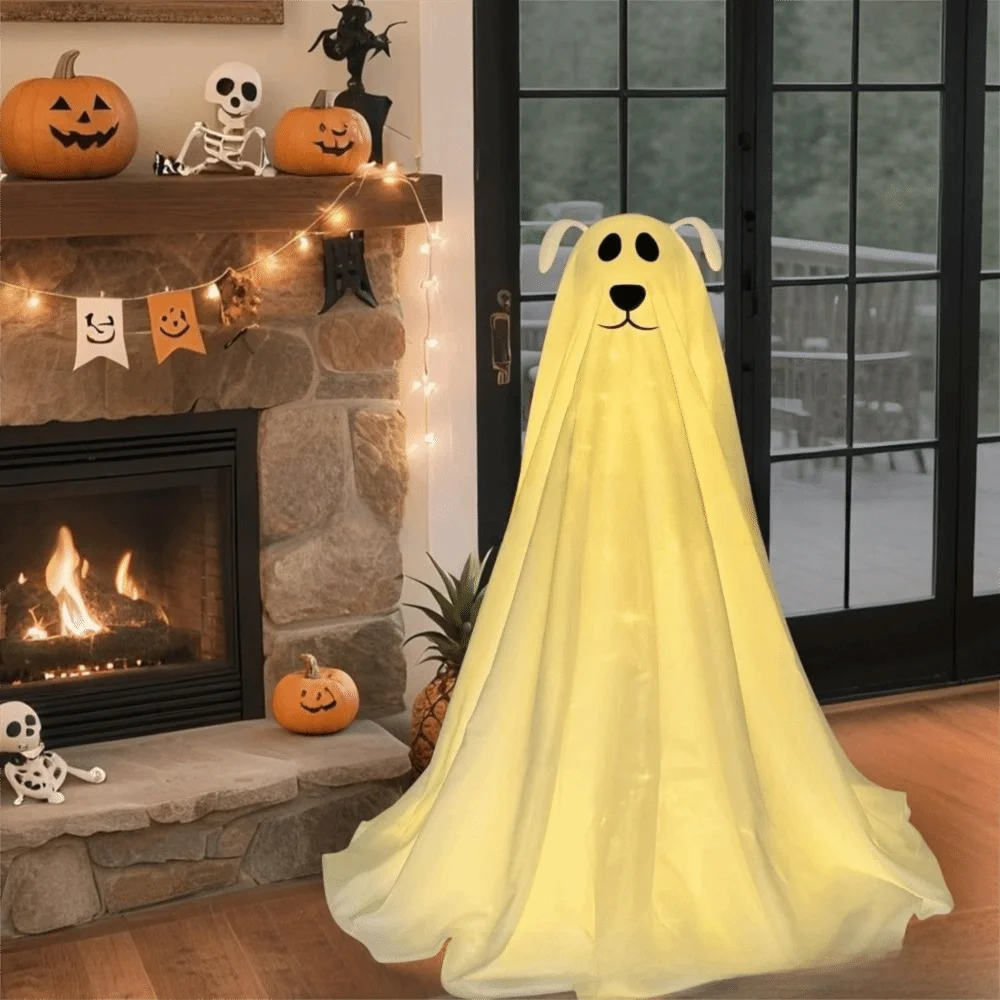 Remote Control LED Lights Ghost Dog Halloween Decor Soft LED Lights Lightweight Design Outdoor Lighted Ornament Reusable