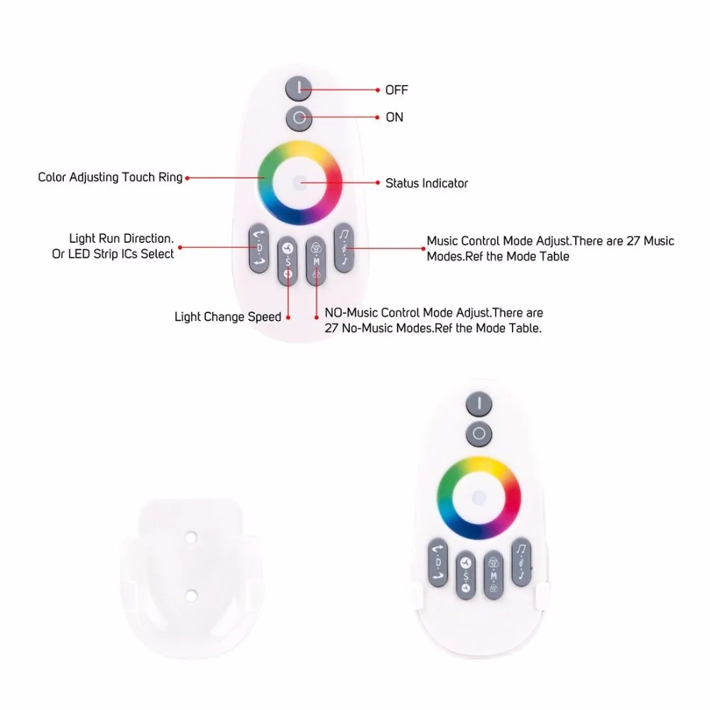 DC5V-24V WS2812B WS2811/WS2813/USC1903 cinta LED mágica controlador Digital colorido música X2 con control remoto táctil RF Max 1000 píxeles