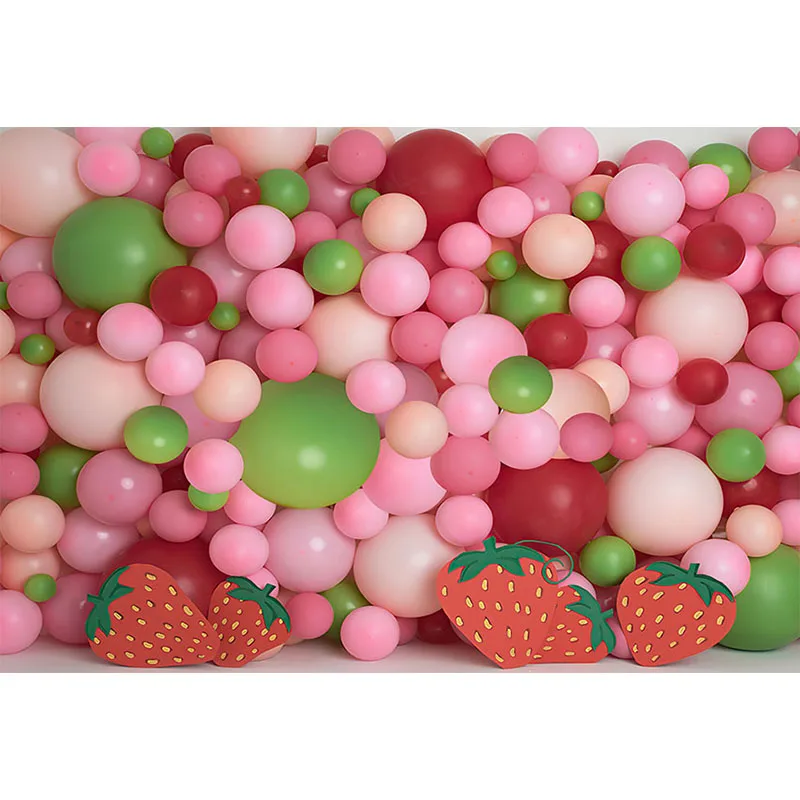 Avezano Backdrop Newborn Birthday Party Decor Cake Smash Strawberry Balloon Background for Photography Studio Photo Photozone