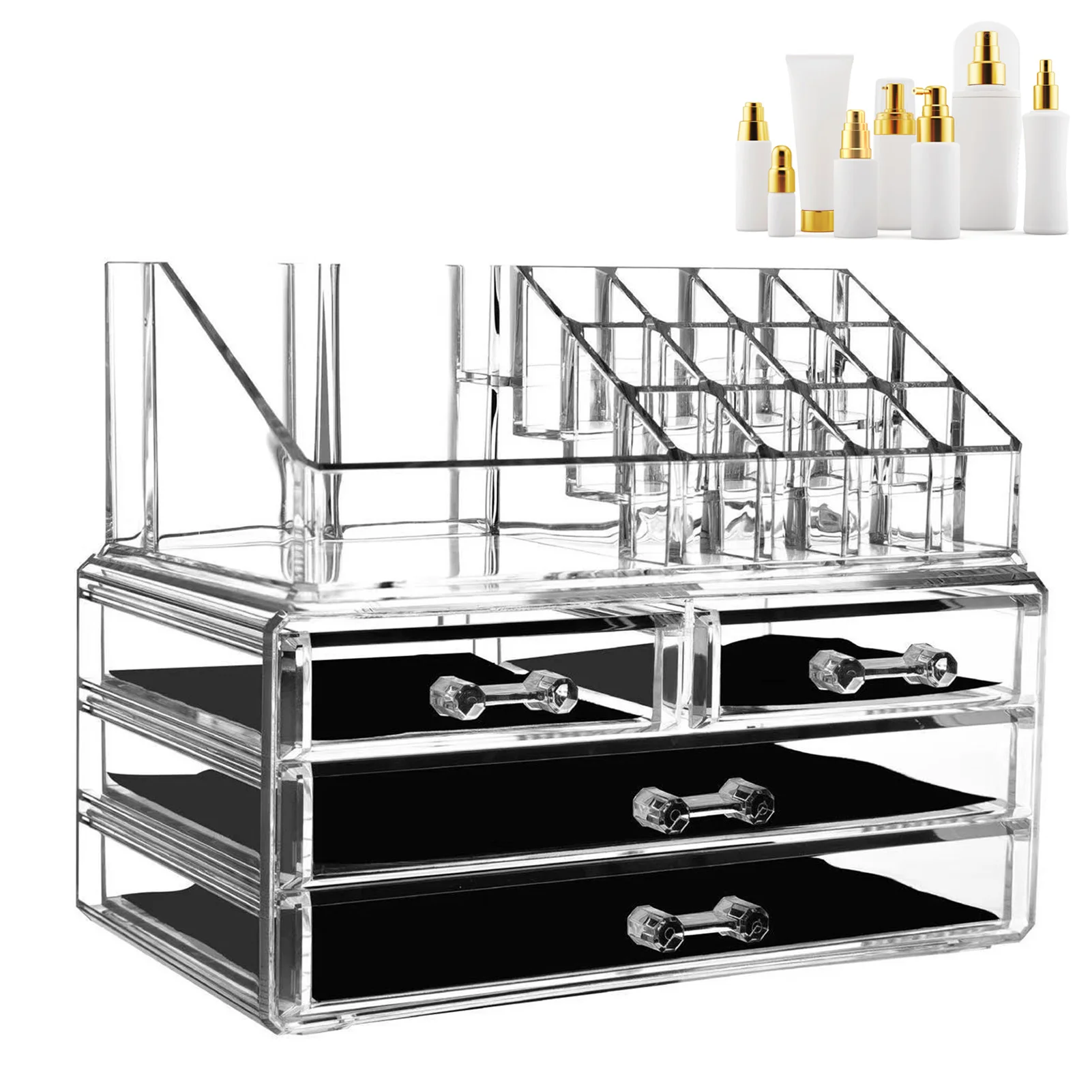 

Acrylic Cosmetic Storage Drawers Jewelry Holder Organizer for Brushes Lipstick Nail Lotions