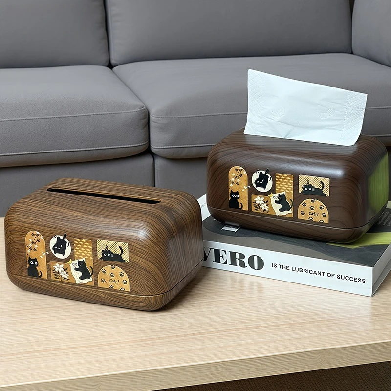 Niedliche Katzen-Taschentuchbox für den Haushalt, Multifunktionale Aufbewahrungsbox für Wohnzimmer, Schreibtisch und Teetisch