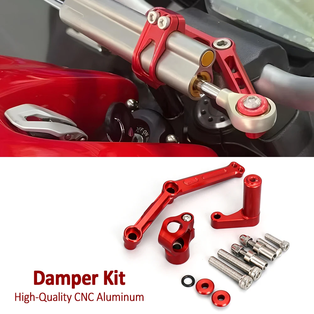 

Motorcycle Accessories Steering Stabilize Damper Mounting Bracket Kit Red Black For Ducati Monster 797 821 1200 1200S 2014-2021