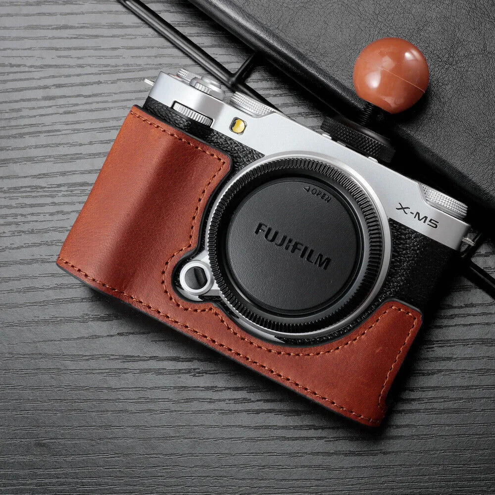 Genuine Leather XM5 Camera Case Half Body Handmade Bag For Fujifilm XM5