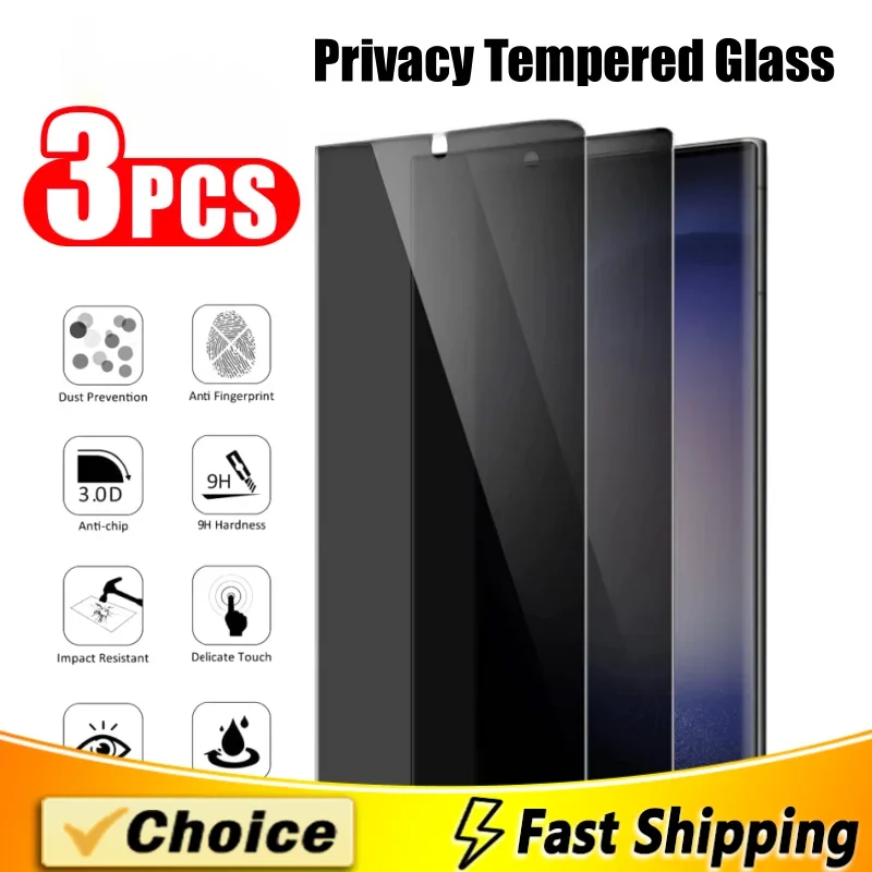 3 Pcs Privacy Tempered Glass For Samsung Galaxy F02s F04 F12 13 22 23 42 F52(5G) 54 62 F14 41 Anti Peeping Screen Protector Film