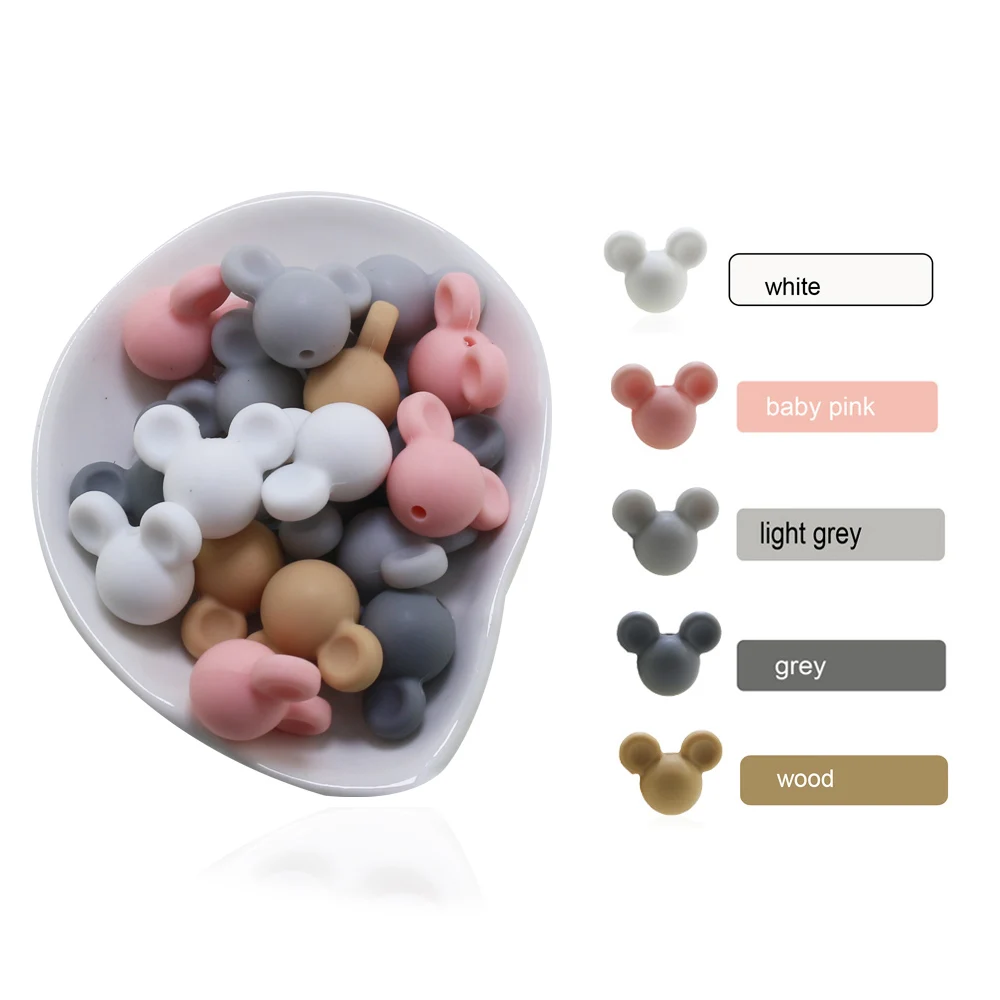 DIY Lot of 10pcs Mickey Baby Teething Beads Cartoon Silicone Beads For Necklaces BPA Free Teether Toy Accessories Nursing