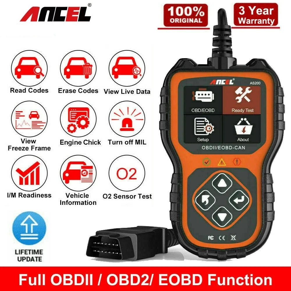 

Ancel AS200 OBD2 Automotive Scanner Full OBDII Engine Analyze Code Reader Car Scan Tools Multilingual OBD 2 Car Diagnostic Tool