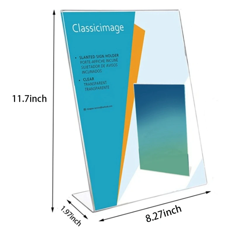 Acrylic Clear Card Holder Stand A4,Sign Label Frame, Desk Card Holders,3Mm Business Card Display Holder (1 PCS)