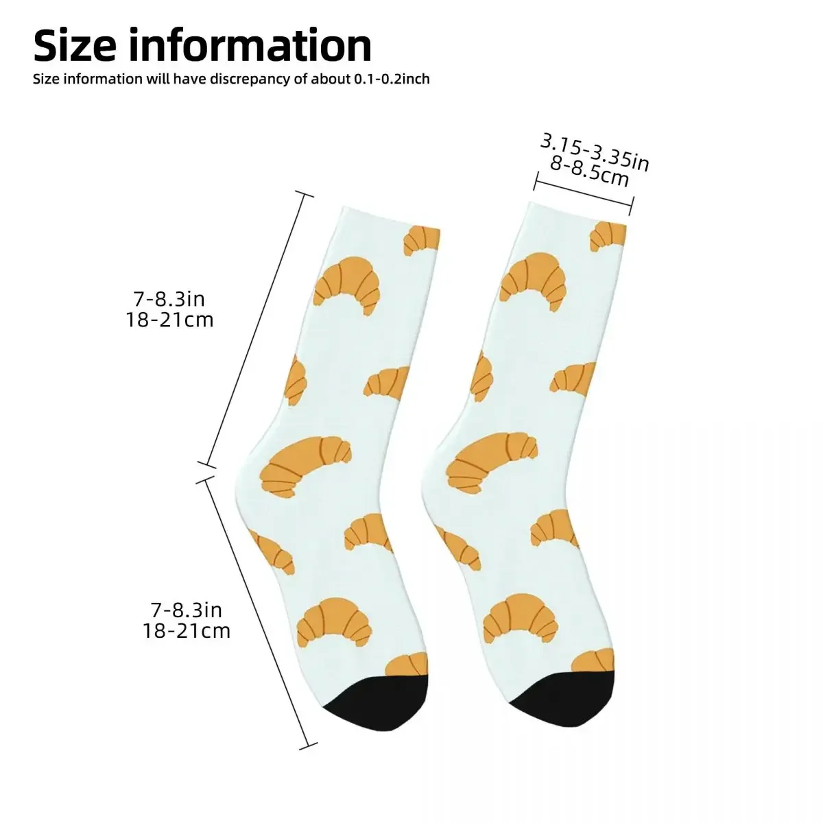 Cute Croissant Print On Blue Background Socks Harajuku calze Super morbide calze lunghe per tutte le stagioni accessori uomo donna Gifts