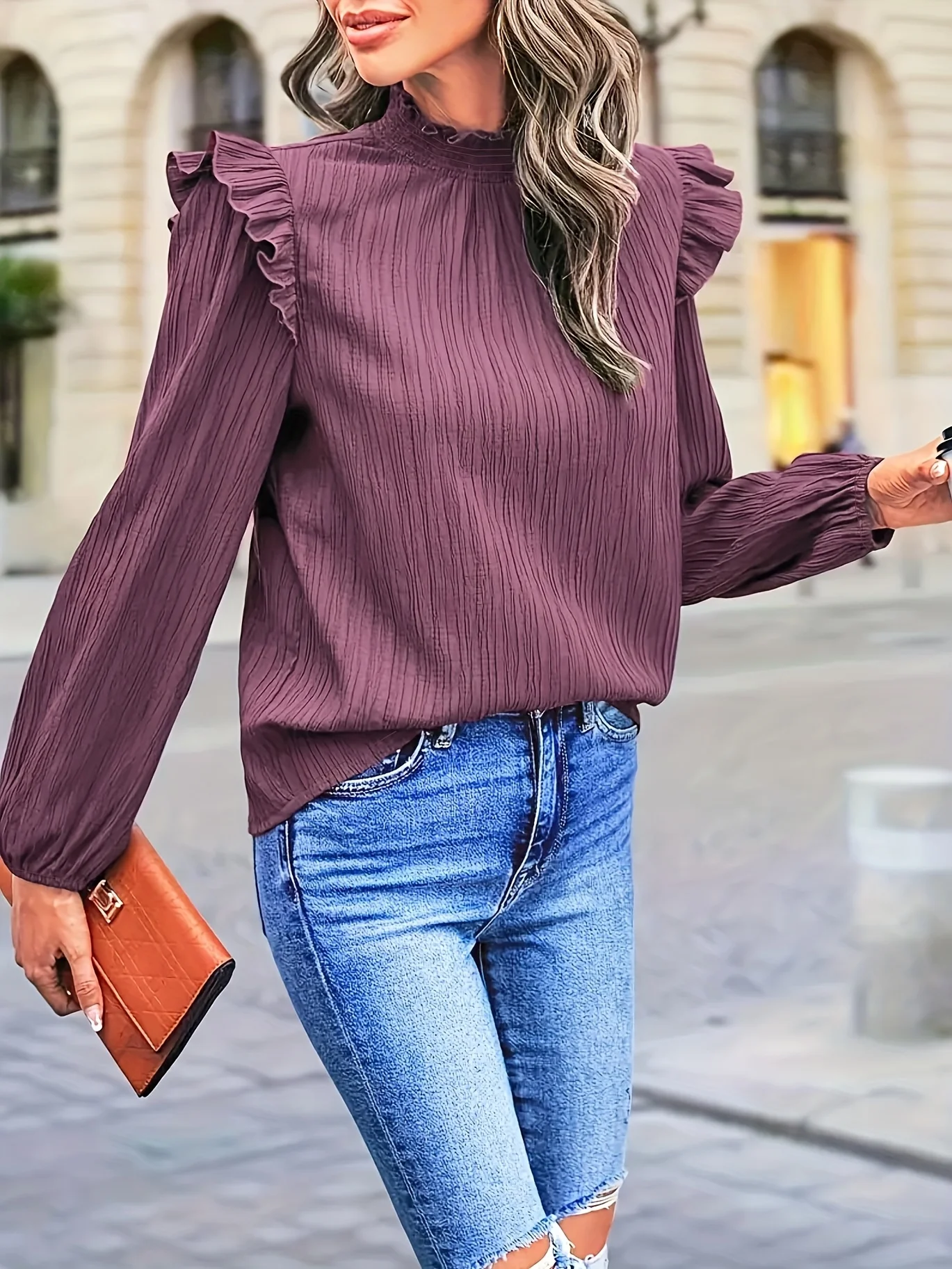 قميص صيفي نسائي باللون العنابي مقاس كبير باللون العنابي