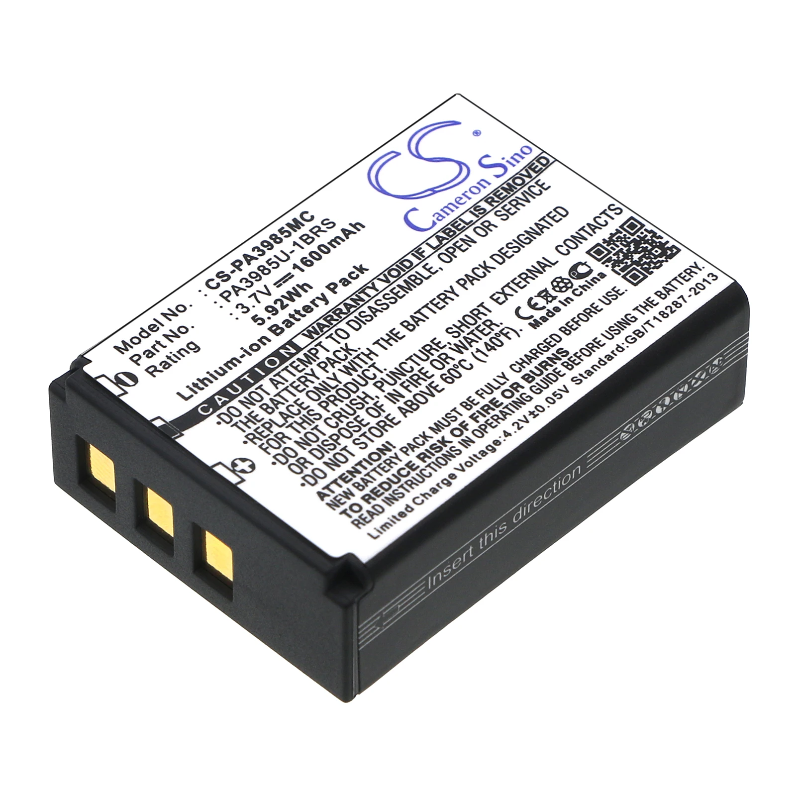 

Li-ion Camera Battery for Toshiba, 3.7V, 1600mAh, Compatible Models: Camileo X200, Camileo X400, Camileo X416 HD