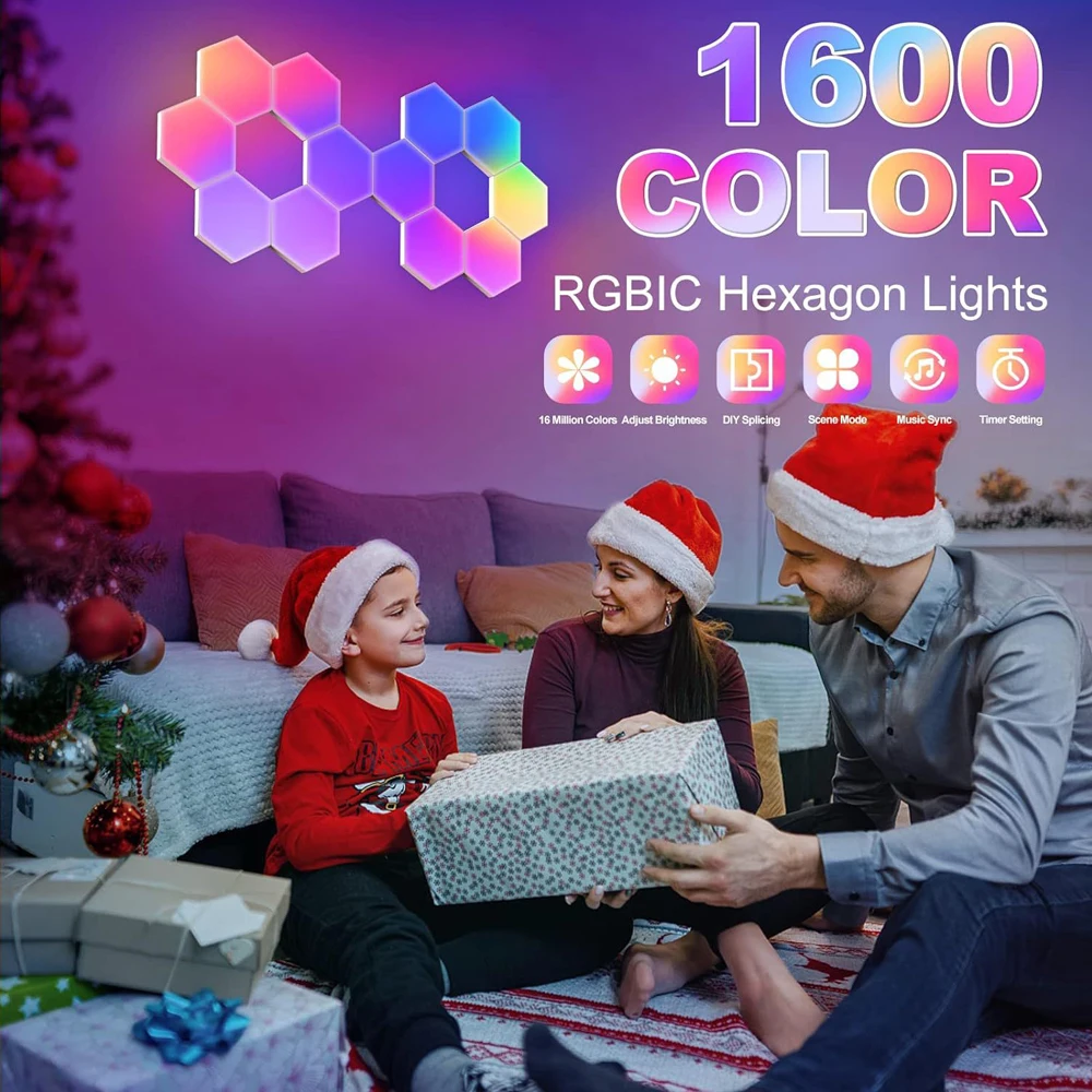 RGB LED سداسية الجدار الخفيفة الذكية واي فاي ليلة مصباح Tuya متوافق مع بلوتوث مساعد Alexa Google للعبة غرفة التلفزيون جدار ديكور