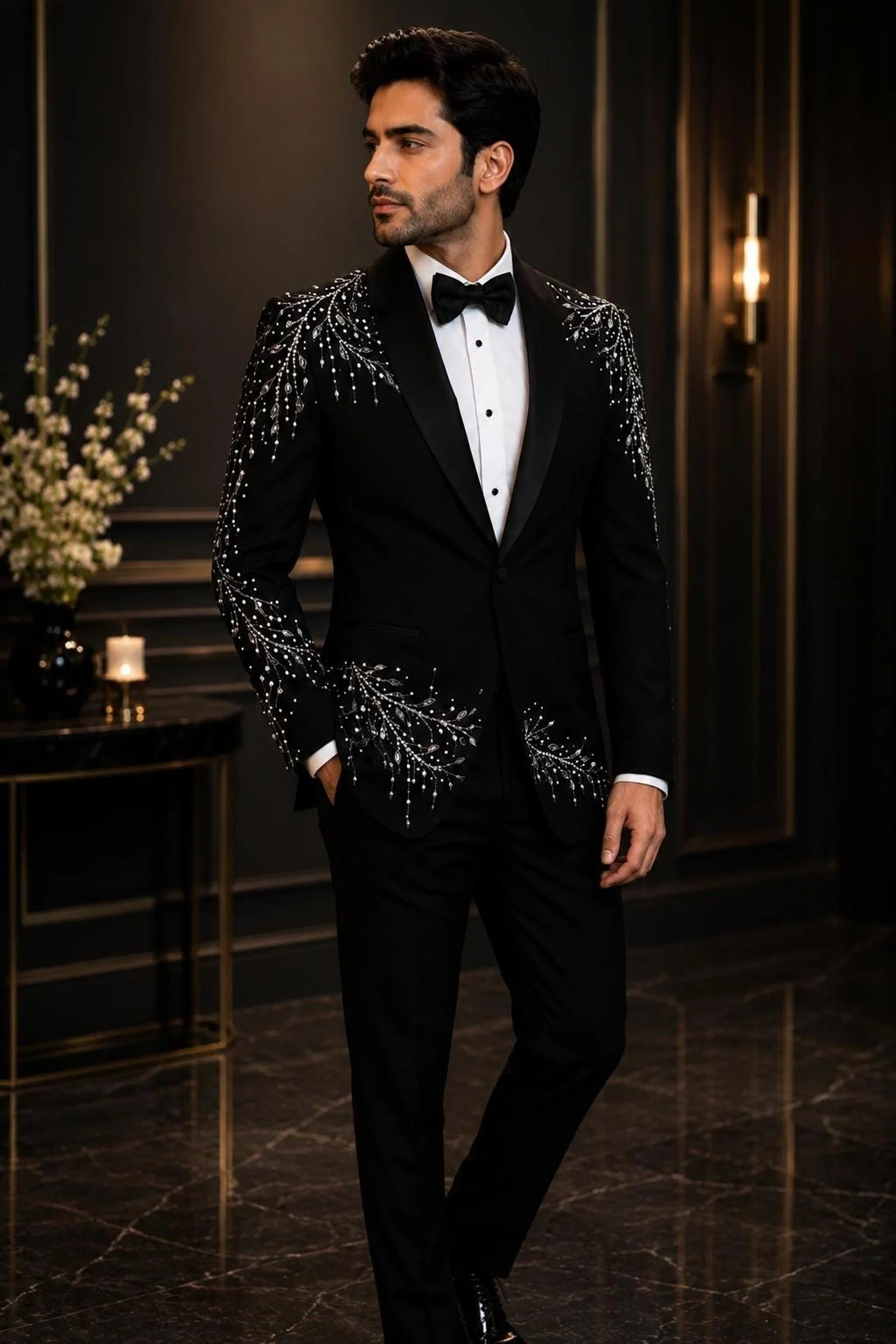 Mens Luxury 2 Piece High Quality Customized Jewelry Decoration One Button Slim Fit Wedding Formal Business Prom