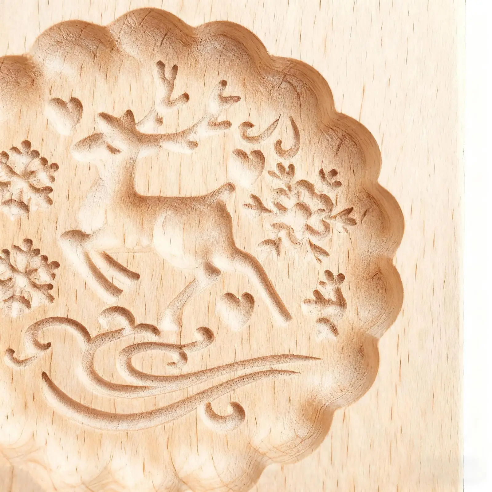 Wood Cookie Mold Christmas Tree Santa Snowman Reusable Carved Christmas Cookie Cutter Baking Tools For Holiday Party Shortbread