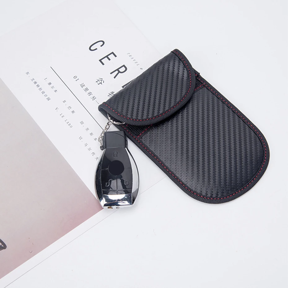JINGLING Custodia Faraday Per Chiavi Auto – Blocca Segnale RFID, Antifurto, Pelle PU Nera