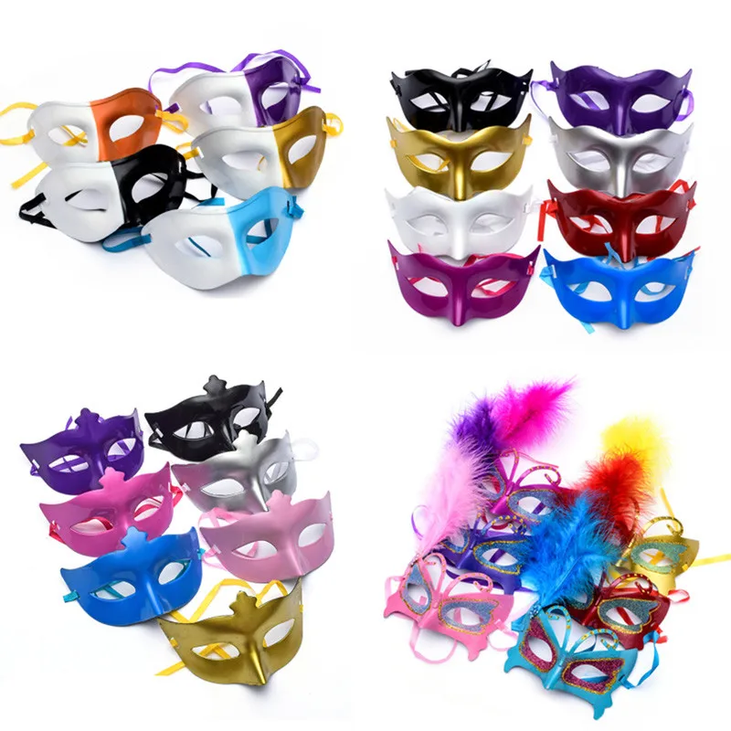 10 pezzi Maschere di piume colorate Donne Ragazze Principessa Maschera in maschera sexy Danza Festa di compleanno Carnevale Puntelli Natale Halloween