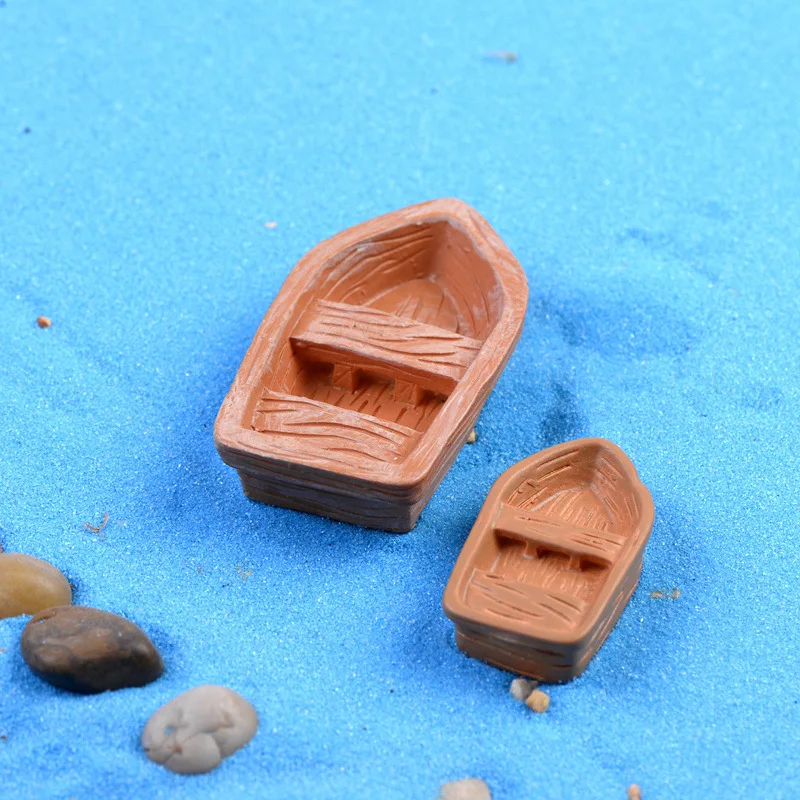 Sale 1 Pcs Cheap Mini Boat Miniature Garden Furniture DIY Lovely Cute Boat Decoration Fairy Garden For Miniature Garden