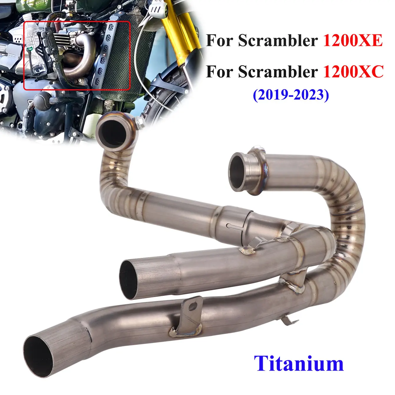 

Motorcycle Exhaust Slip On Front Link Pipe For TRIUMPH Scrambler 1200 XC XE 2019 2020 2021 2022 2023