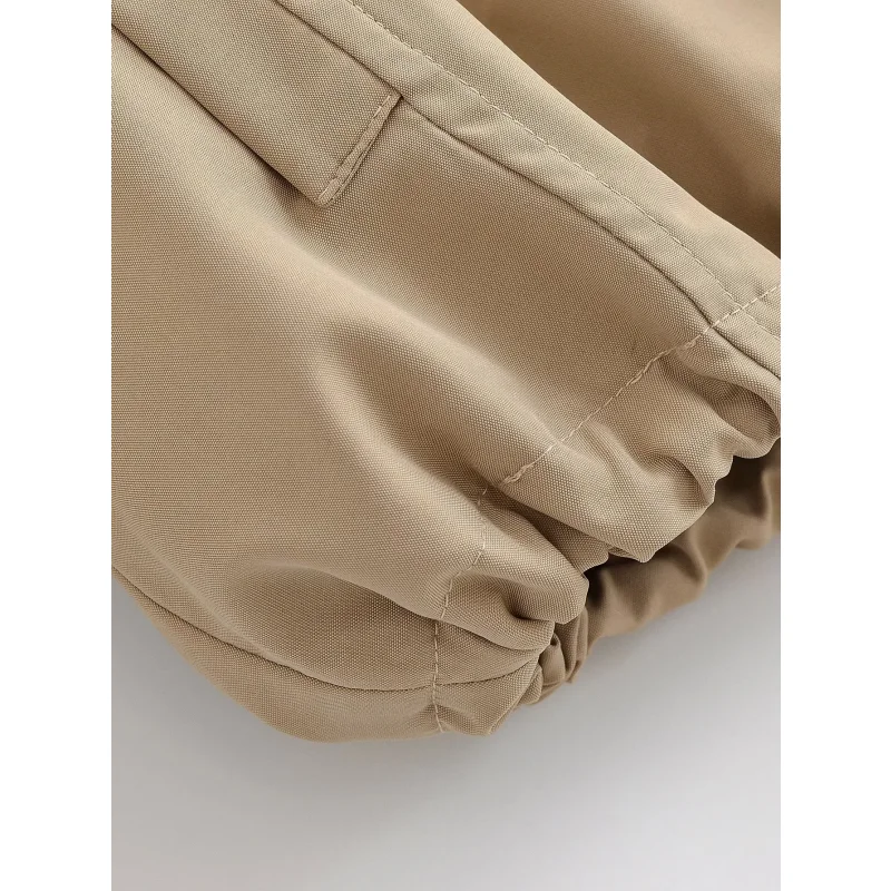 2026 Neue Damen Khaki Kapuzenjacke Langarm Reißverschluss Oversized Locker Lässige Oberbekleidung Damenmantel Langarm Reißverschluss-Design – Detail 9