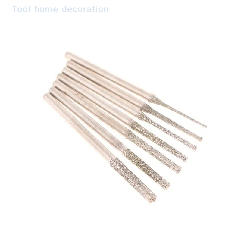 2.35mm Shank 10 Pack Diamond Coated 0.8-2.5mm เจาะ Bits Kit สําหรับขัดหยกและสิ่งประดิษฐ์แก้ว