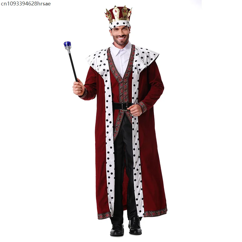 

Red Medieval King Men Costume Royal Storybook King Christmas Halloween Carnival Theme Party Fancy Dress Up For Adult