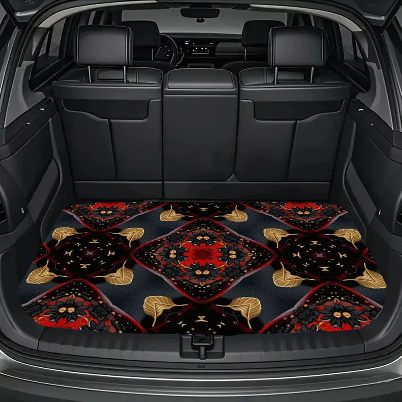 1pc Car Trunk Mat With Printed Design, An Essential Travel Accessory, Universal Fit For Various Car Models, A Must-Have Interior
