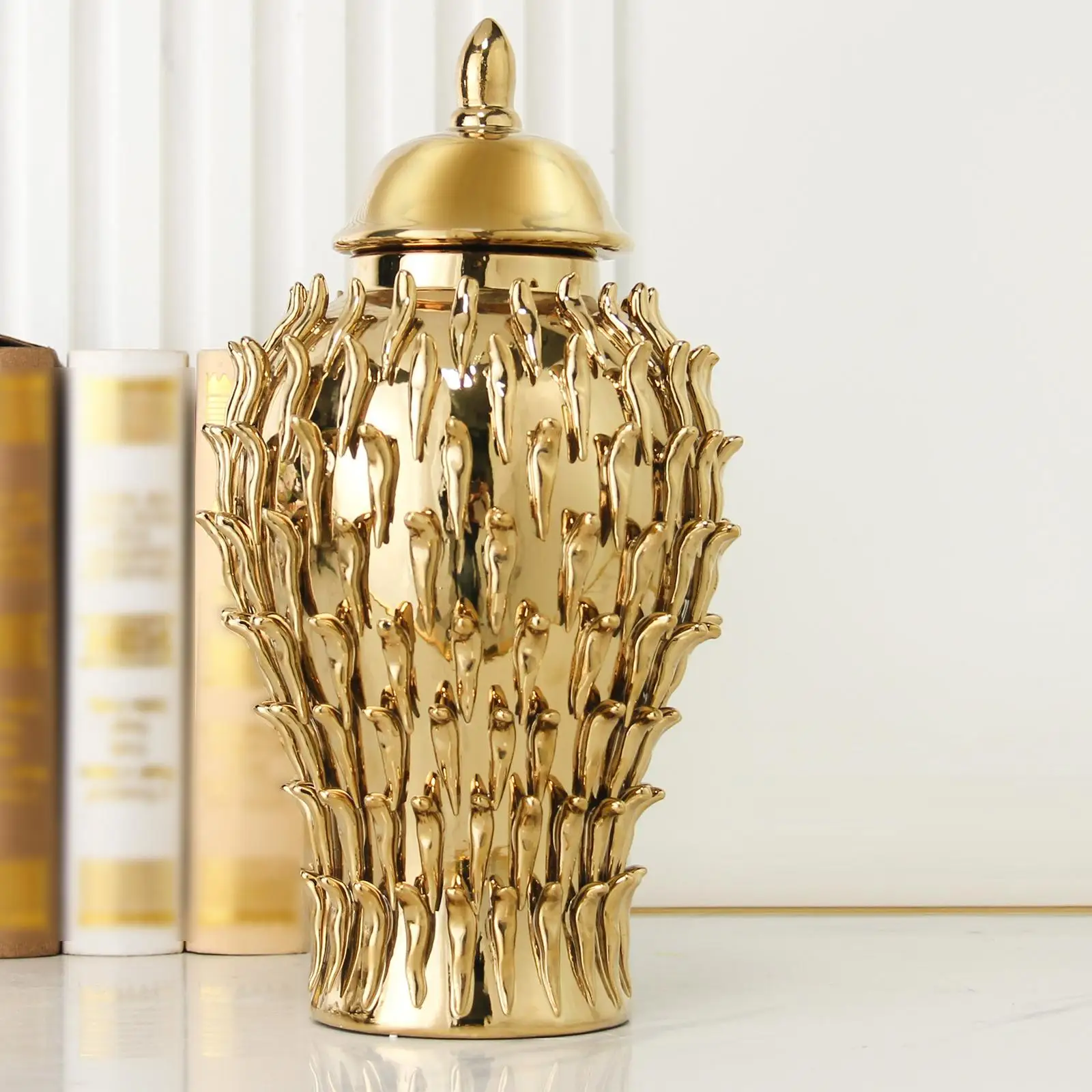 Vases for Flowers Ceramic Ginger Jar with Lid for Living Room Decor Storage Jars for Sugar Tea Luxury Table Centerpiece Vase