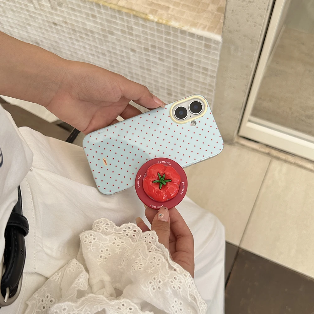 3D Polka Dot Niedliche Tomate Magnetischer Griff Tok Handyhalterung Handyhülle für iPhone 16 15 17 18 Pro Max Für Magsafe Rückseite – Detail 16