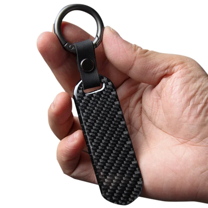 Luxury Carbon Fiber Pattern Car Keychain Anti‑Lost Keyring With Key Loop Tag Universal Auto Motorcycle Key Holder Styling Access