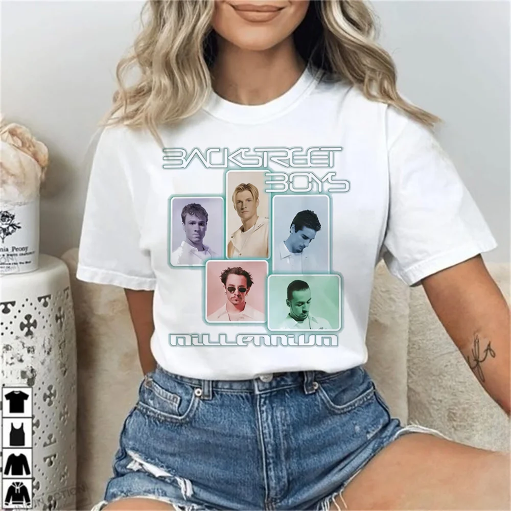 Camisetas femininas Backstreet Boys estilo Y2K, vintage psicodélico universitário, punk, gótico, streetwear com estampa universitária.