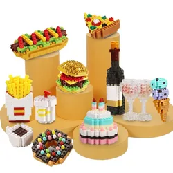 Fast Food Burger Mini Building Blocks DIY French Fries Donuts Birthday Cake Model Building Toys for Home Decor and Holiday Gifts