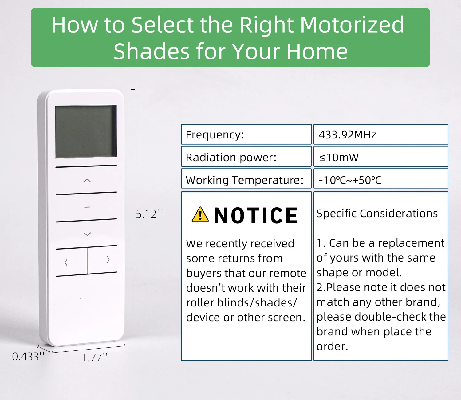 15 Channel Handheld Remote RF 433.92 Controller， FDC2702 Electronic Window Curtains Motor Roller Blind Wall Control Emitter